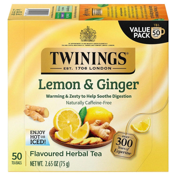 A zesty and soothing herbal blend combining bright lemon and warming ginger, perfect for digestion and a refreshing, caffeine-free cup.