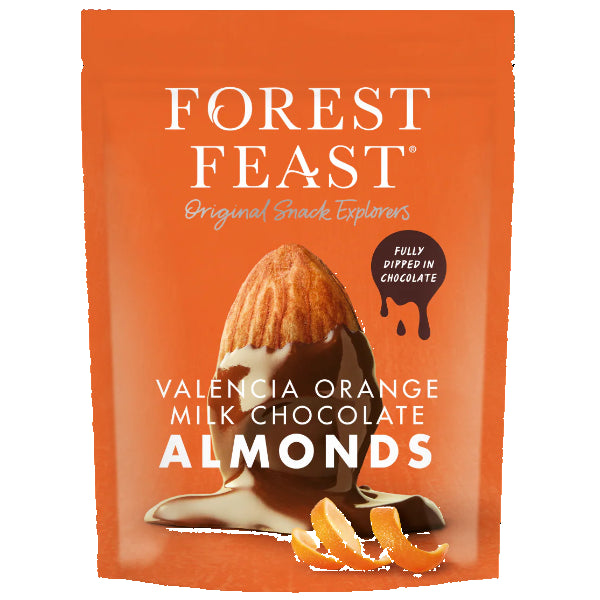 Combines crunchy almonds with smooth milk chocolate and zesty Valencia orange for a sweet, citrusy indulgence.