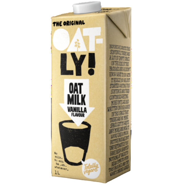 A smooth and creamy oat-based drink with a hint of vanilla sweetness, perfect for drinking, baking, or adding to coffee