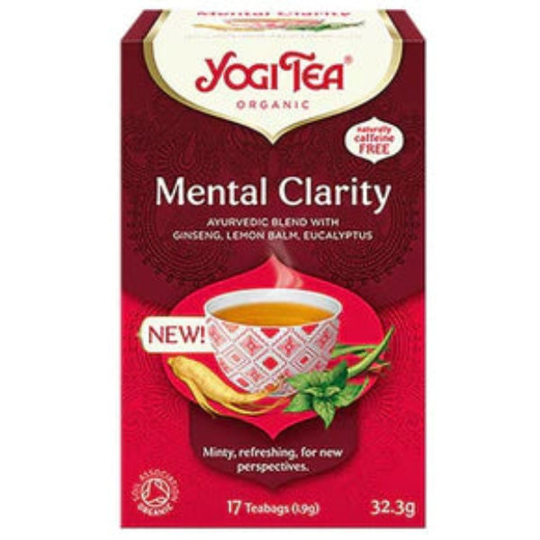 An organic herbal tea designed to support focus and mental clarity with a refreshing, uplifting blend