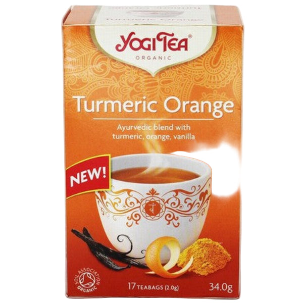 A vibrant organic tea blending turmeric and orange for a zesty, wellness-boosting sip.