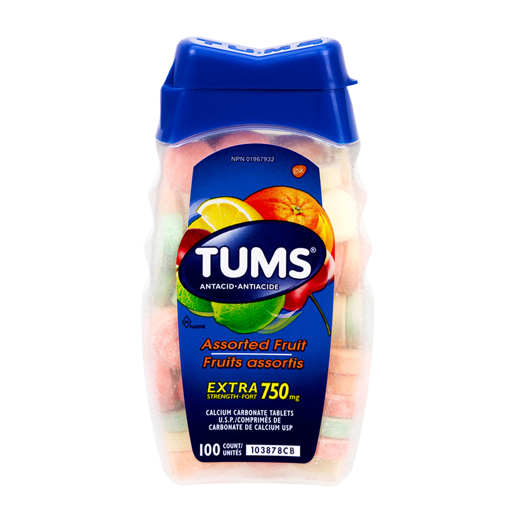 Tums Assorted Fruits Chewable Antacids 100 Tab