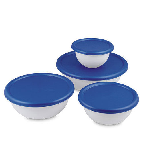 Sterilite Cover Bowl 4 Set, White/Turqoise