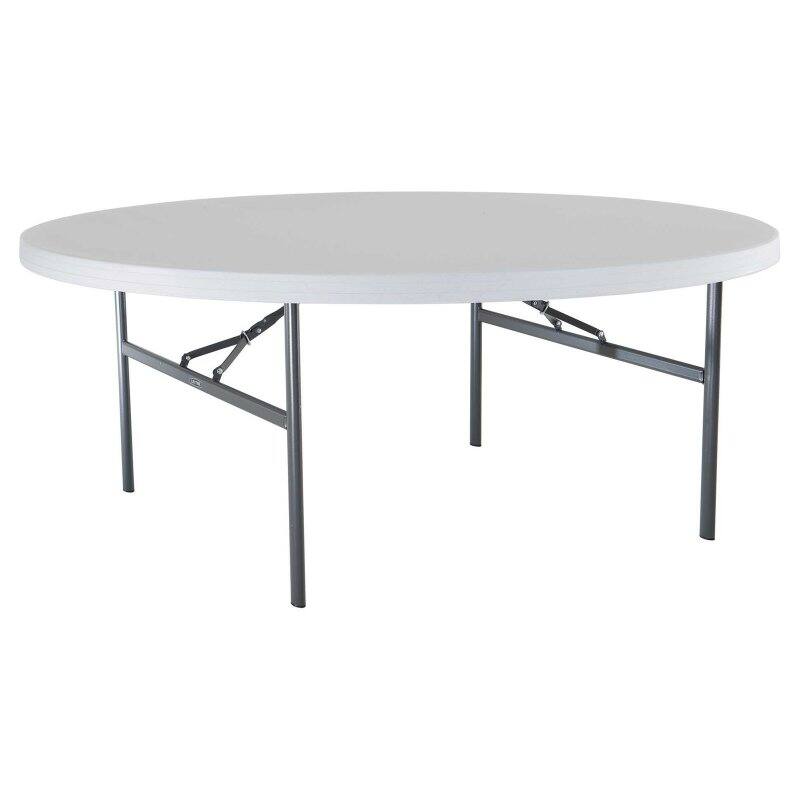 Lifetime Round Commerce Folding Table White, 72 In