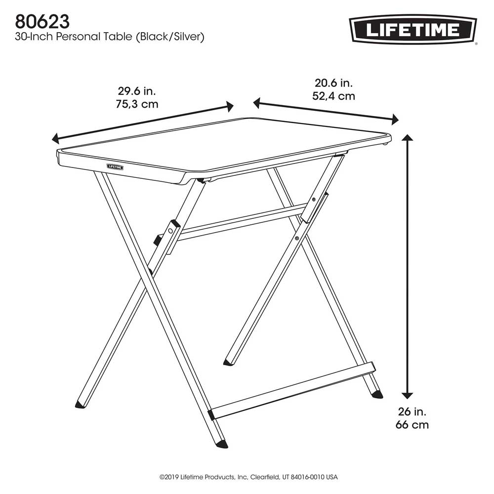 Lifetime Personal Table Folding Black, 30 In
