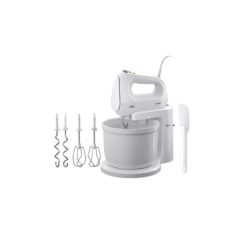 Braun White 2 in 1 Hand and stand mixer, Silent Motor 400W
