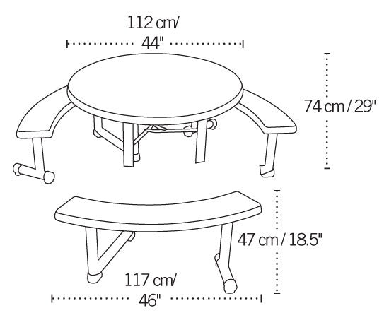 Lifetime Round Picnic Table, 43.8 In