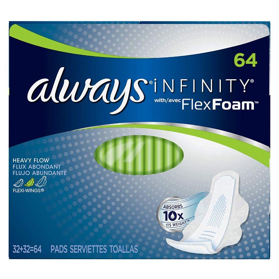 Always Infinity Super Heavy with Wings, 64 ct