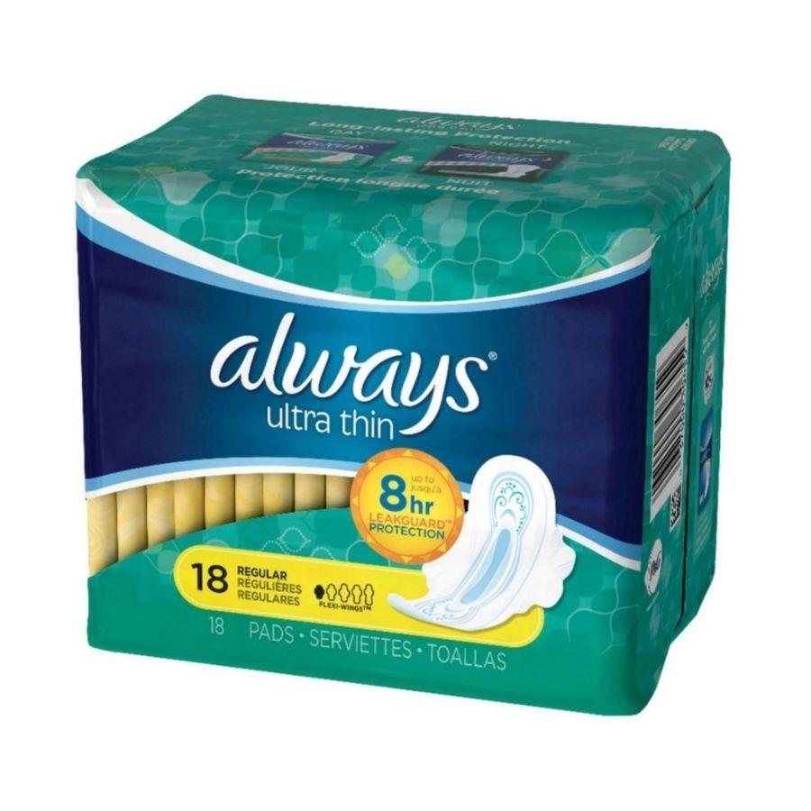 Always Ultra Thin Regulat with Wings, 18 ct