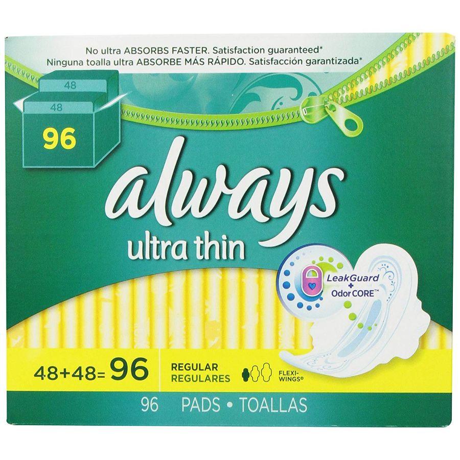 Always Ultra Thin Regular Pads With Wings, 96 ct