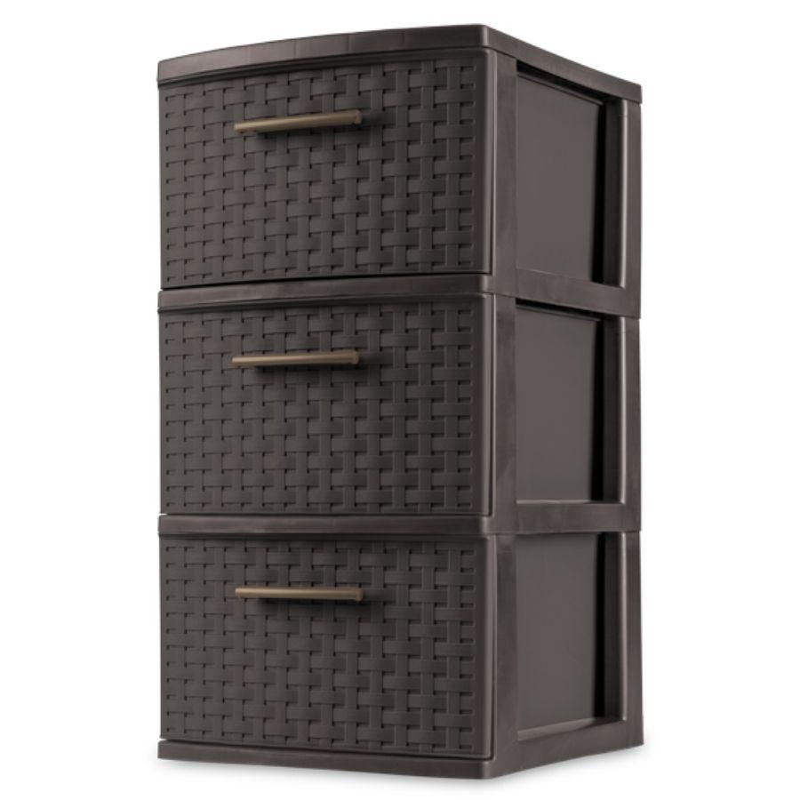 Sterilite 3 Drawer Weave Tower Espresso, 38L x 32.1W x 61H cm