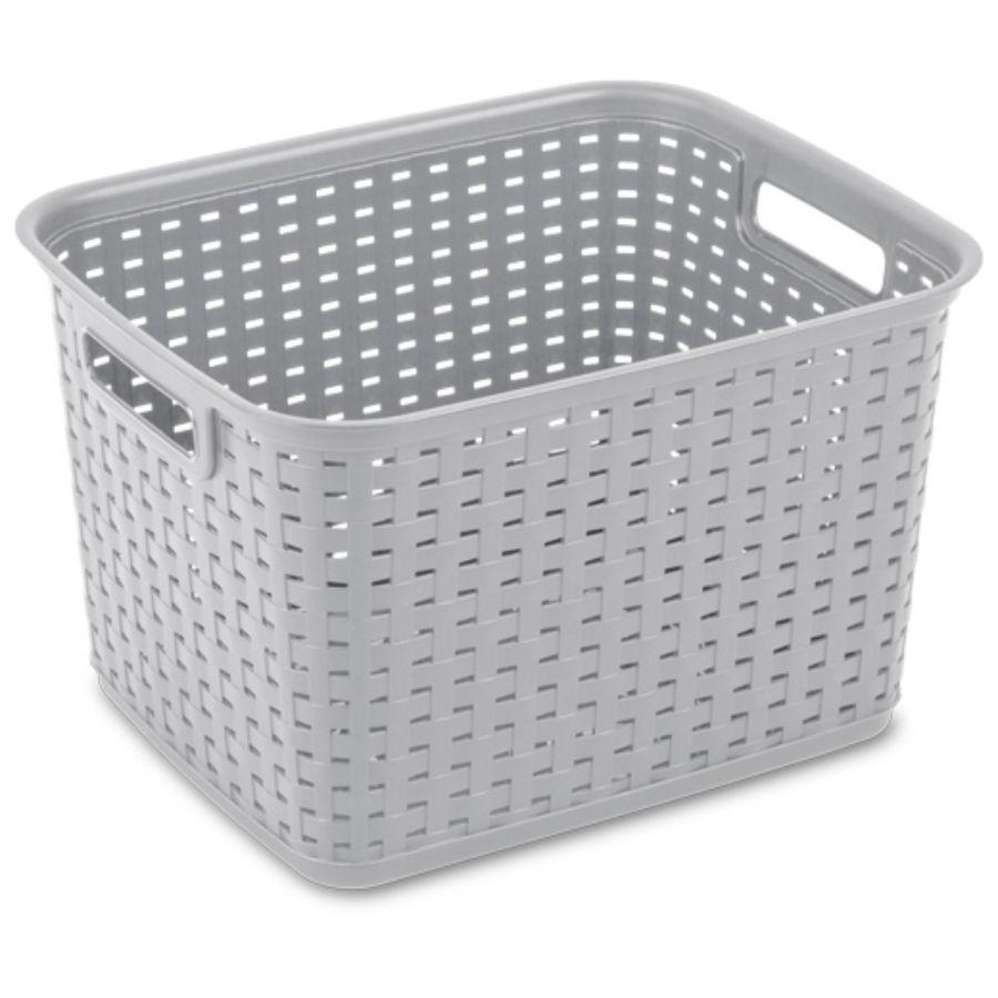 Sterilite Tall Weave Basket, Grey 38L x 31W x 24H cm