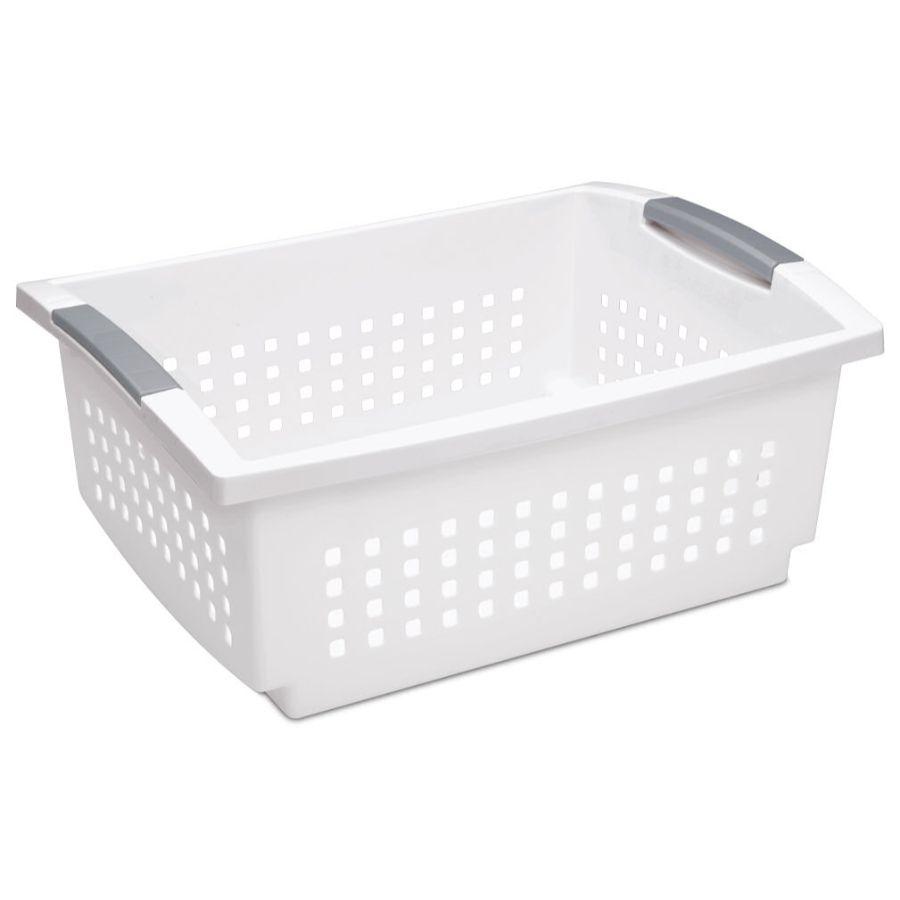 Sterilite Large Stacking Basket White, 43L x 33W x 18H cm