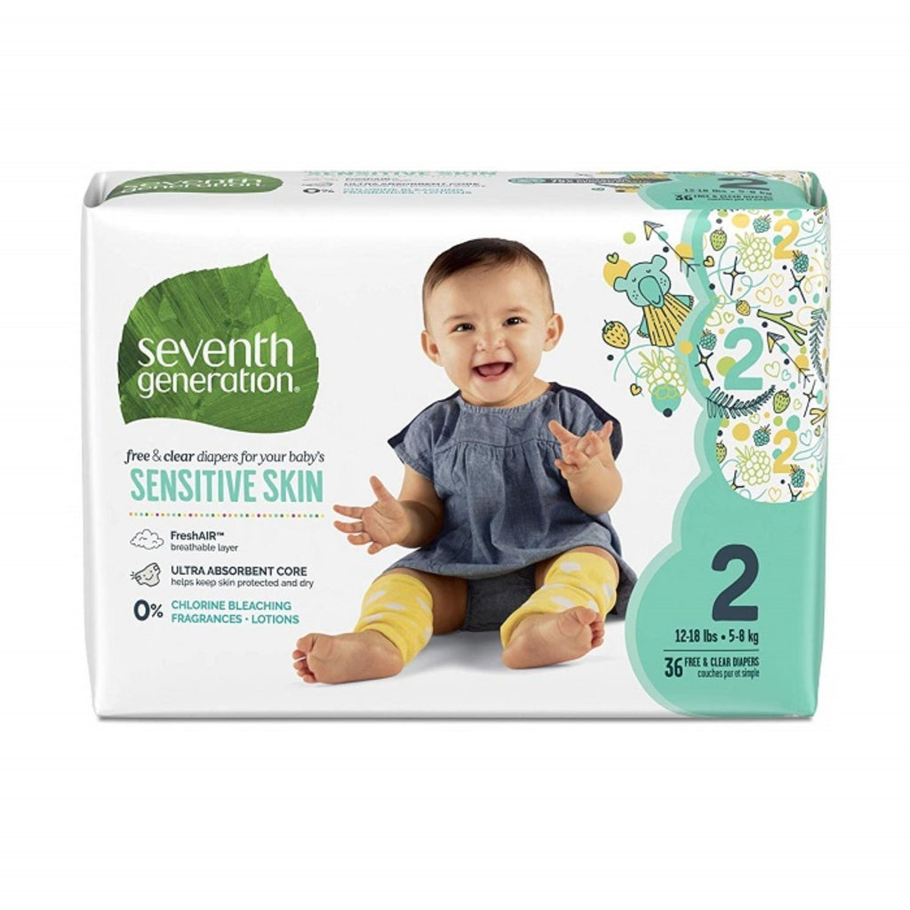 Seventh Generation, Baby Diapers Jumbo Size 2 - 36ct
