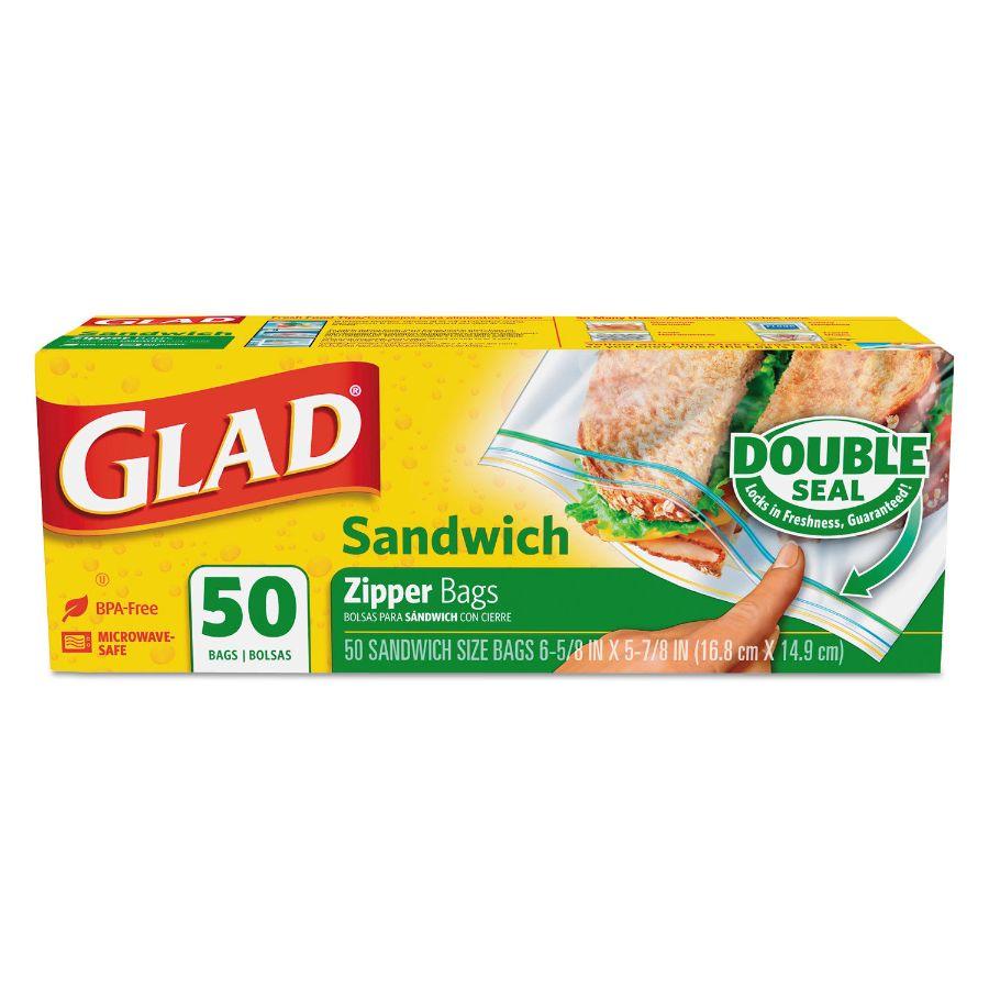 Glad Sandwich Zipper Bags, 50 ct