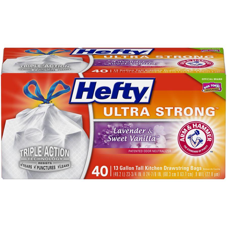 Hefty Ultra Strong Lavender & Sweet Vanilla Tall Kitchen Drawstring Trash  Bags - 13 Gallon - 50ct