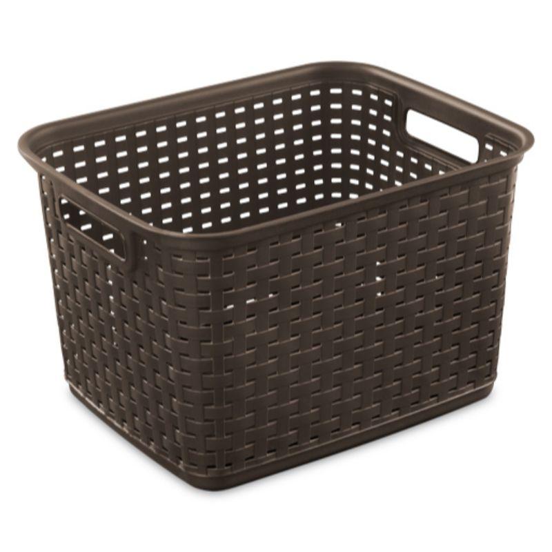 Sterilite Tall Weave Basket Espresso, 38Lx 31Wx 24H cm