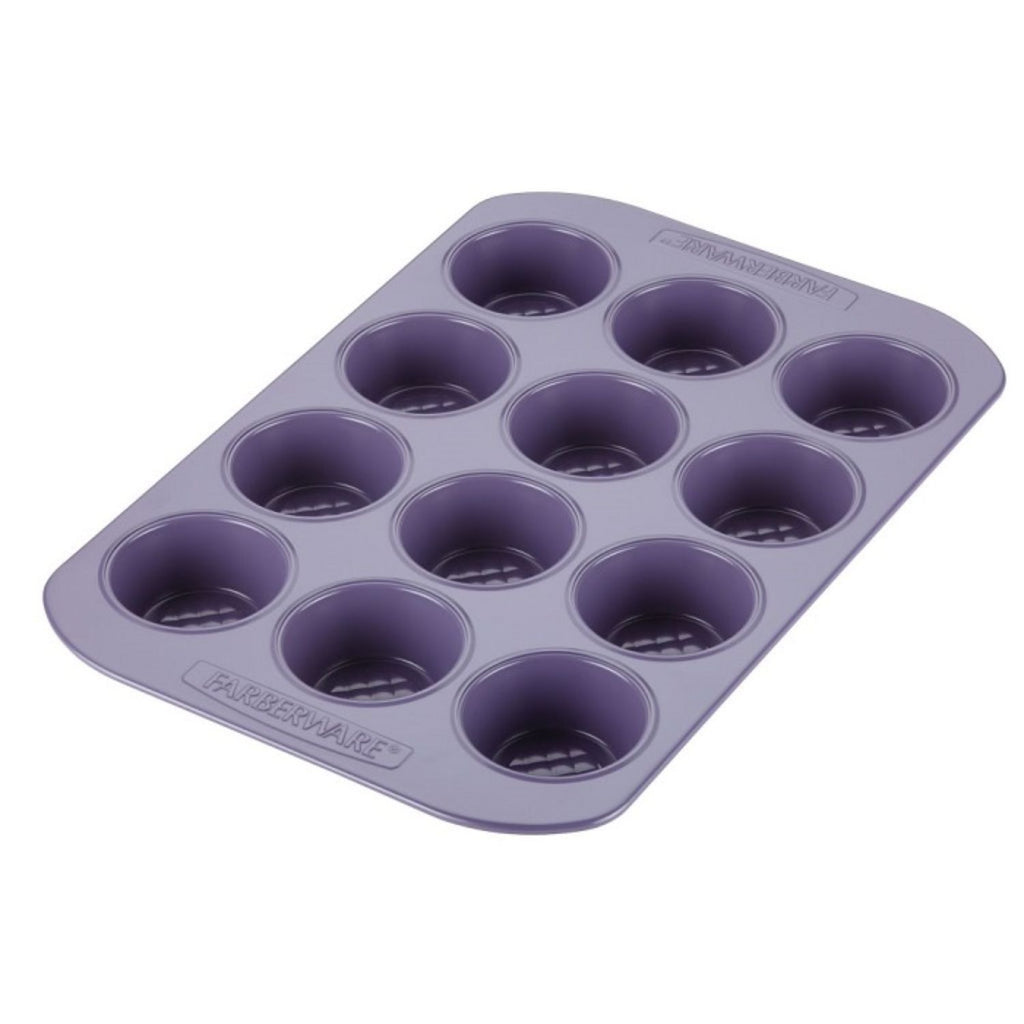 Farberware, Muffin Pan Ceramic Lavender 12 cups