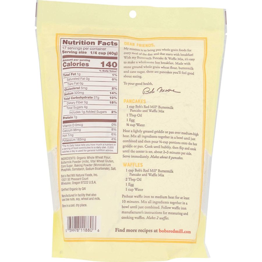 Bob's Red Mill Organic Butter milk Pancake & Waffle Mix, 24 oz