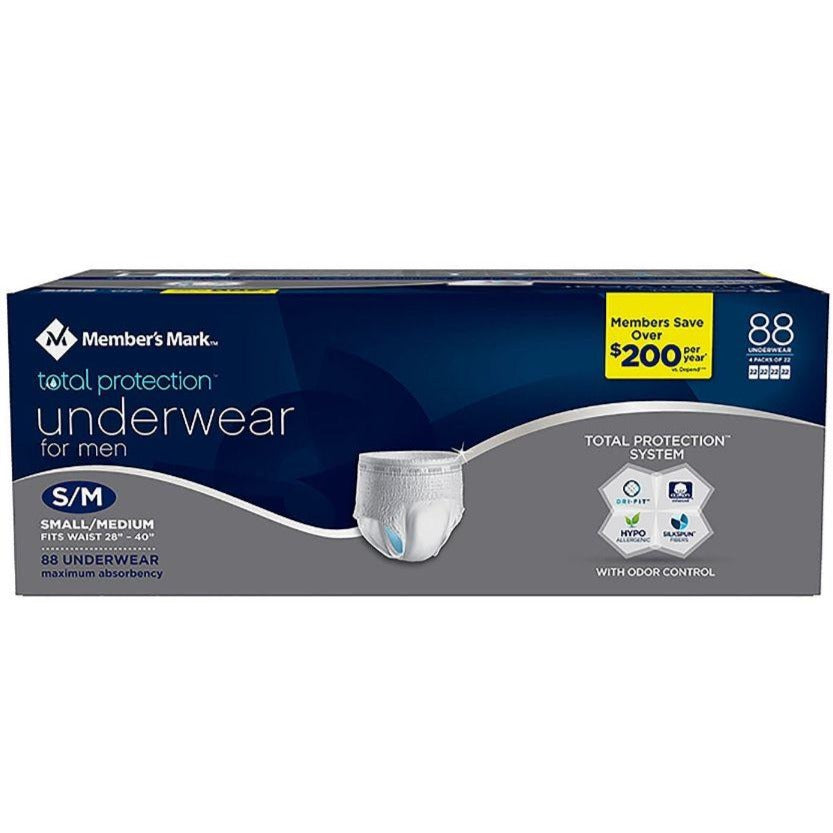 Member's Mark Total Protection Underwear for Men S/M, 88 ct