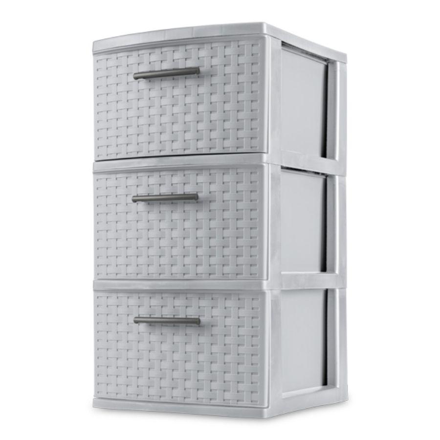 Sterilite 3 Drawer Weave Tower Grey,  38L x 32.1W x 61H cm