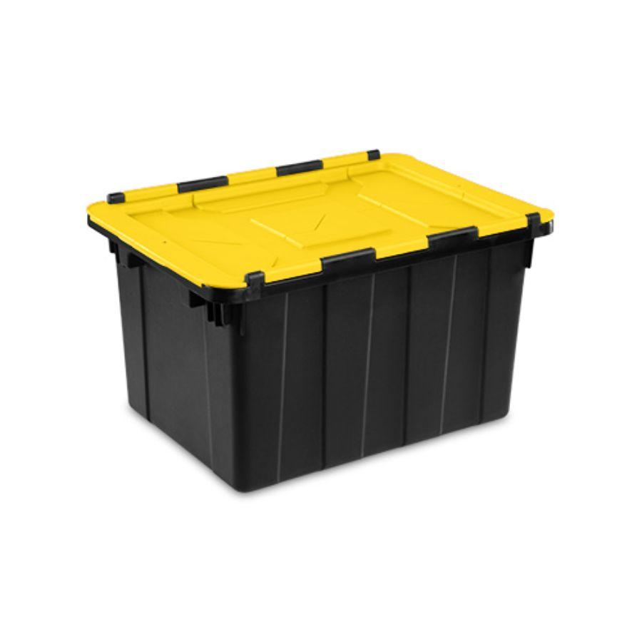 Sterilite Hinged Lid Industrial Tote Yellow, 12 Gal 55.2cm x 39.1cm x 31.8cm