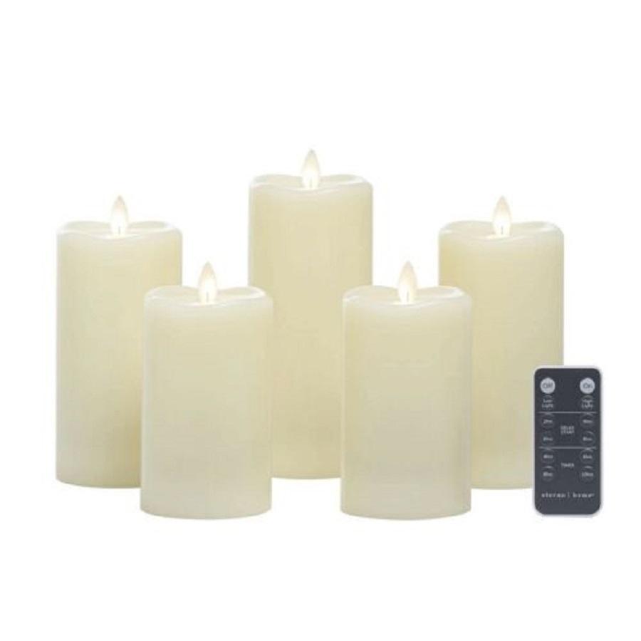 Led Wax Candles Moving Flame w Remote, 5 ct