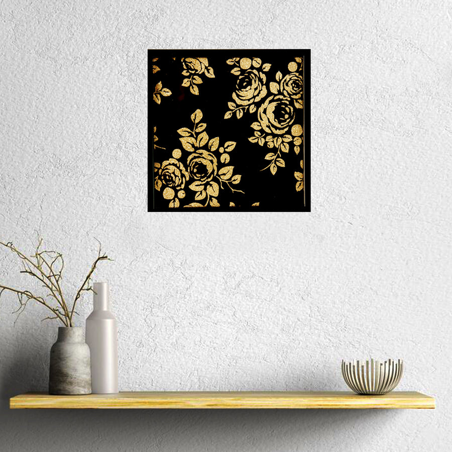 Black & Gold Picture with Frame, 18 x 18 cm