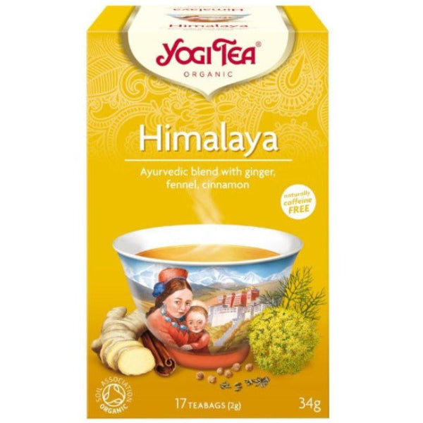 A calming organic herbal tea inspired by Himalayan herbs, perfect for relaxation and balance.