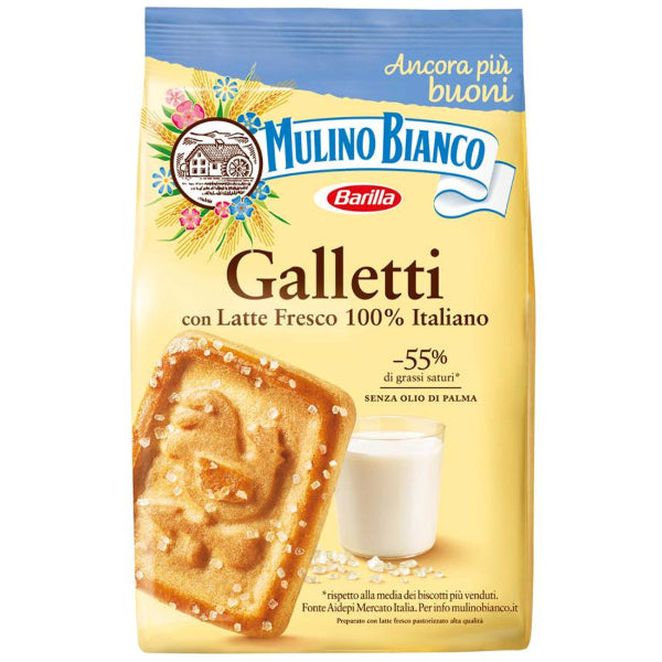 Delicate Italian shortbread cookies crafted with 100% Italian fresh milk and topped with crunchy sugar crystals
