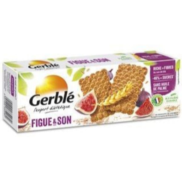 French-made, high-fiber cookies combining whole wheat flour and fig paste, enriched with natural fig flavoring