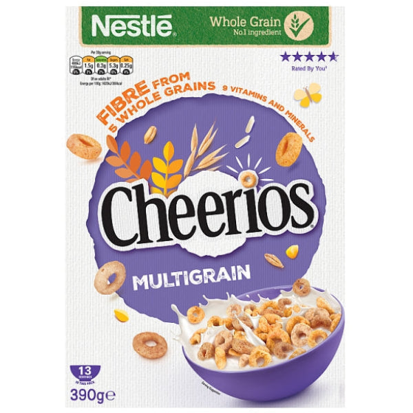 Wholesome and crunchy, Nestlé Cheerios Multigrain cereal combines multiple grains for a tasty and nutritious start to your day.