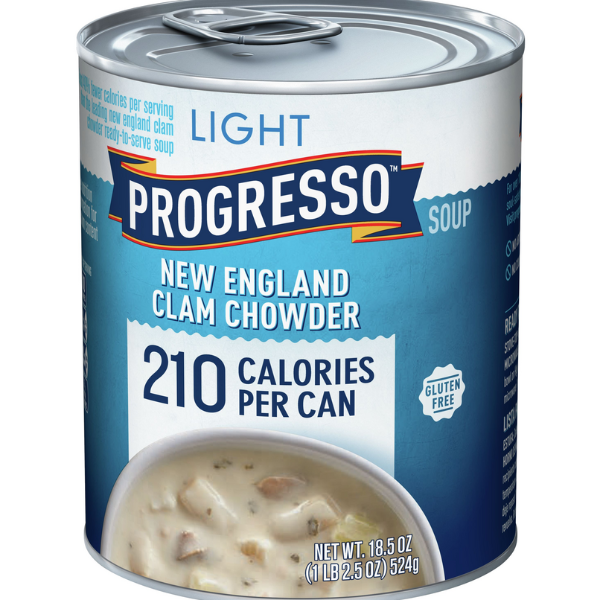 Creamy New England clam chowder with tender clams and vegetables, in a lighter, lower-calorie version.