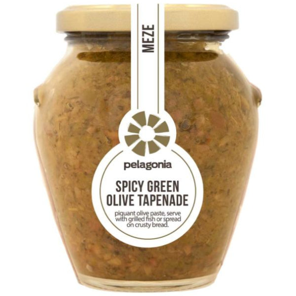A zesty green olive spread with a spicy kick.