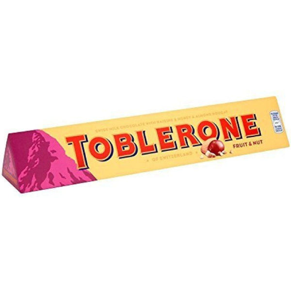 Toblerone Fruit & Nut chocolate bar, 360 g of rich milk chocolate with crunchy nuts and sweet fruit