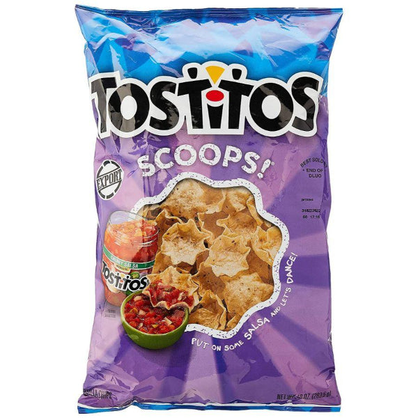 Sturdy, scoop-shaped corn chips made from 100% real corn, perfect for holding all your favorite dips.
